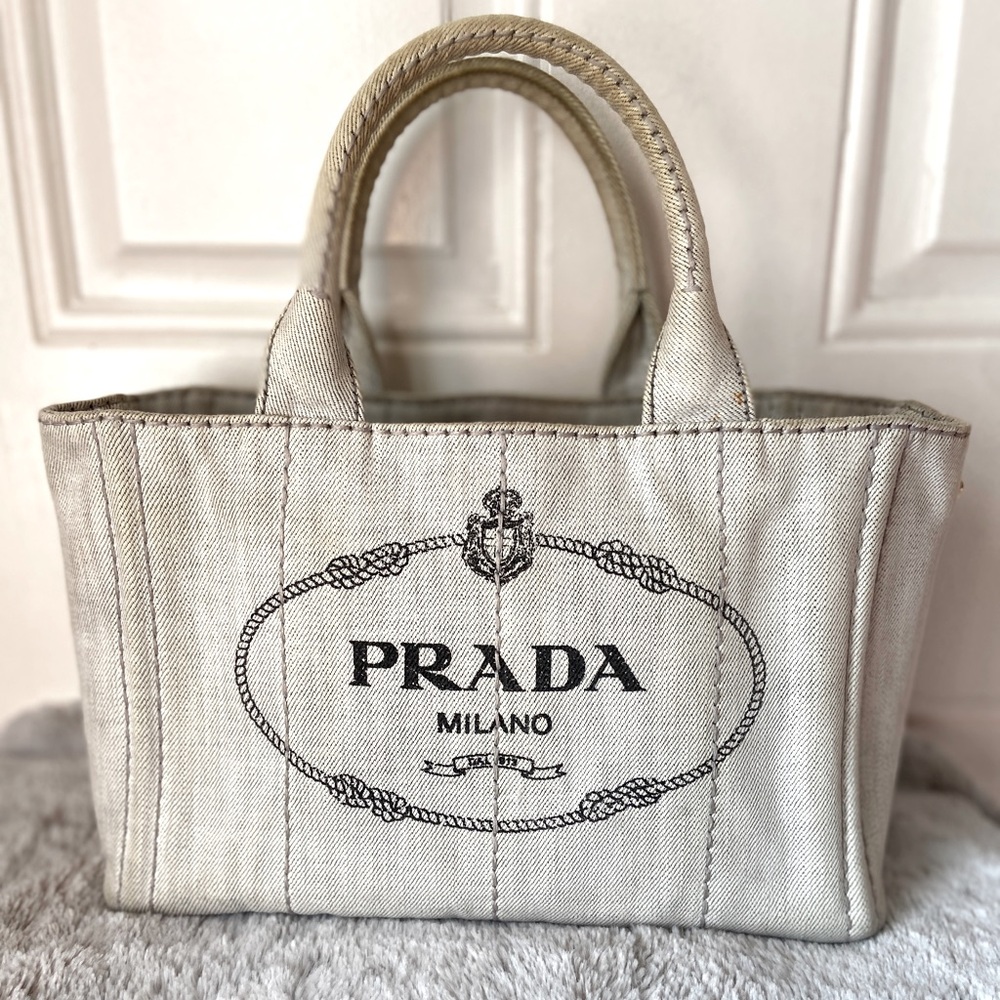 Prada Canapa denim tote